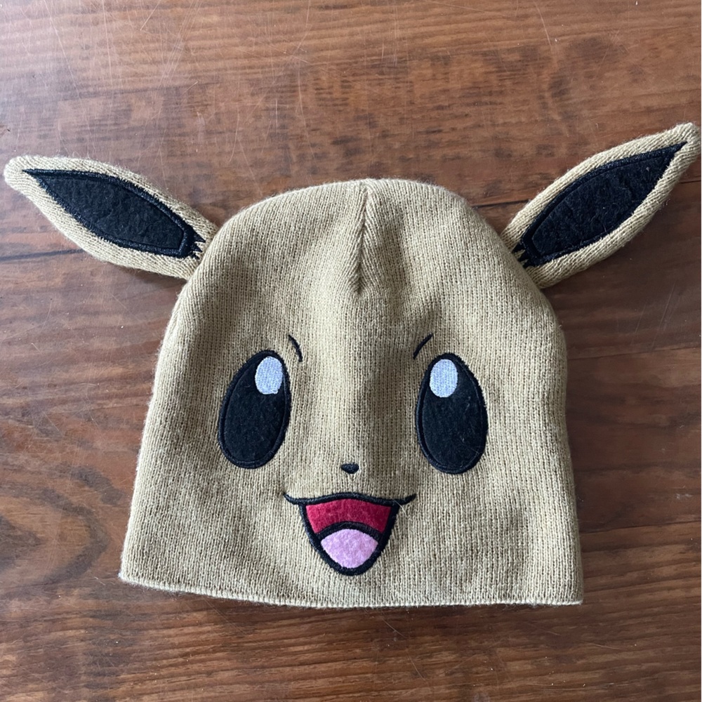 Pokémon Cute Tan Beanie with Character Design OSFM anime Winter accessory